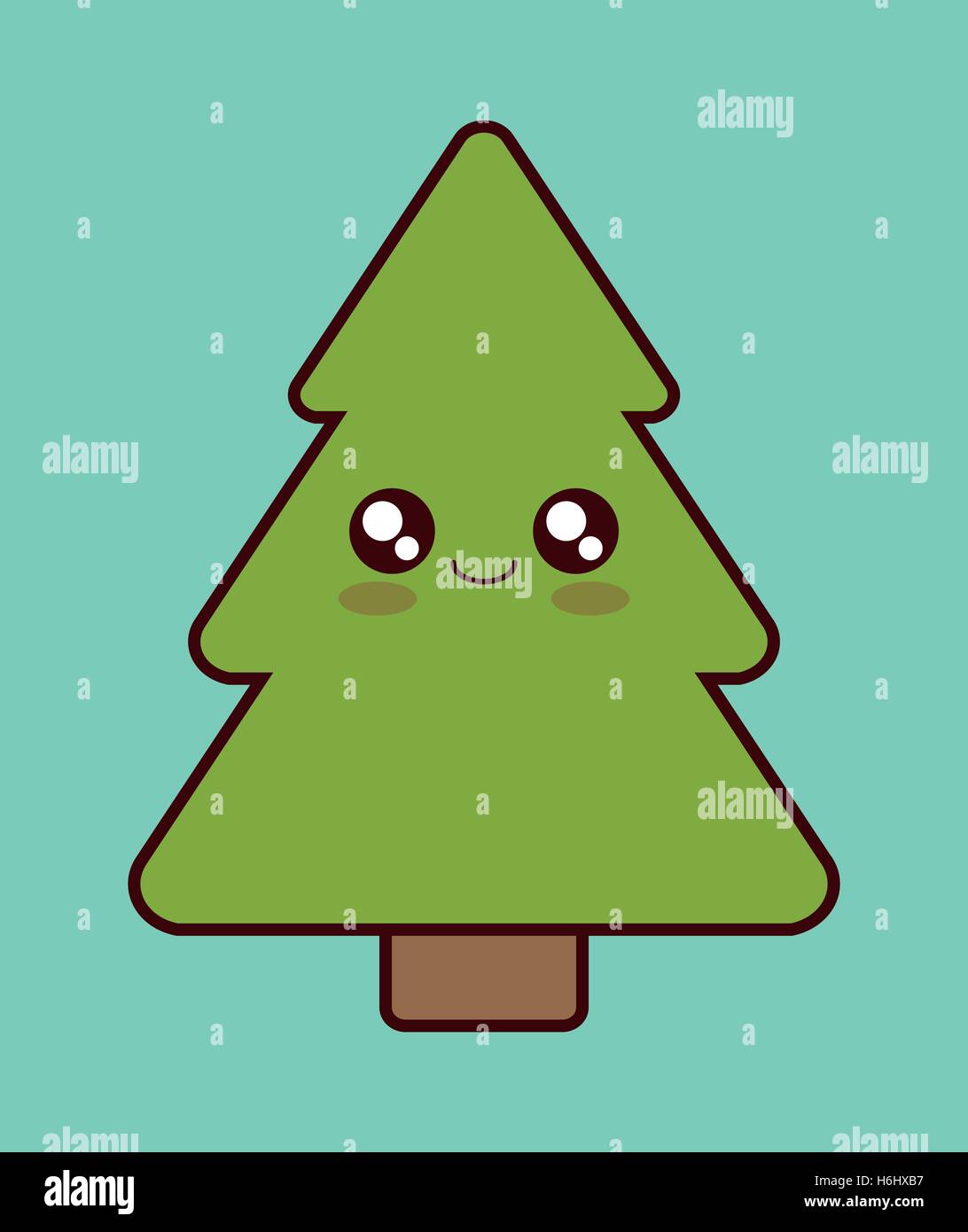 Kawaii pino icono. Decoración de Navidad y fiesta tema. Ilustración  vectorial Imagen Vector de stock - Alamy