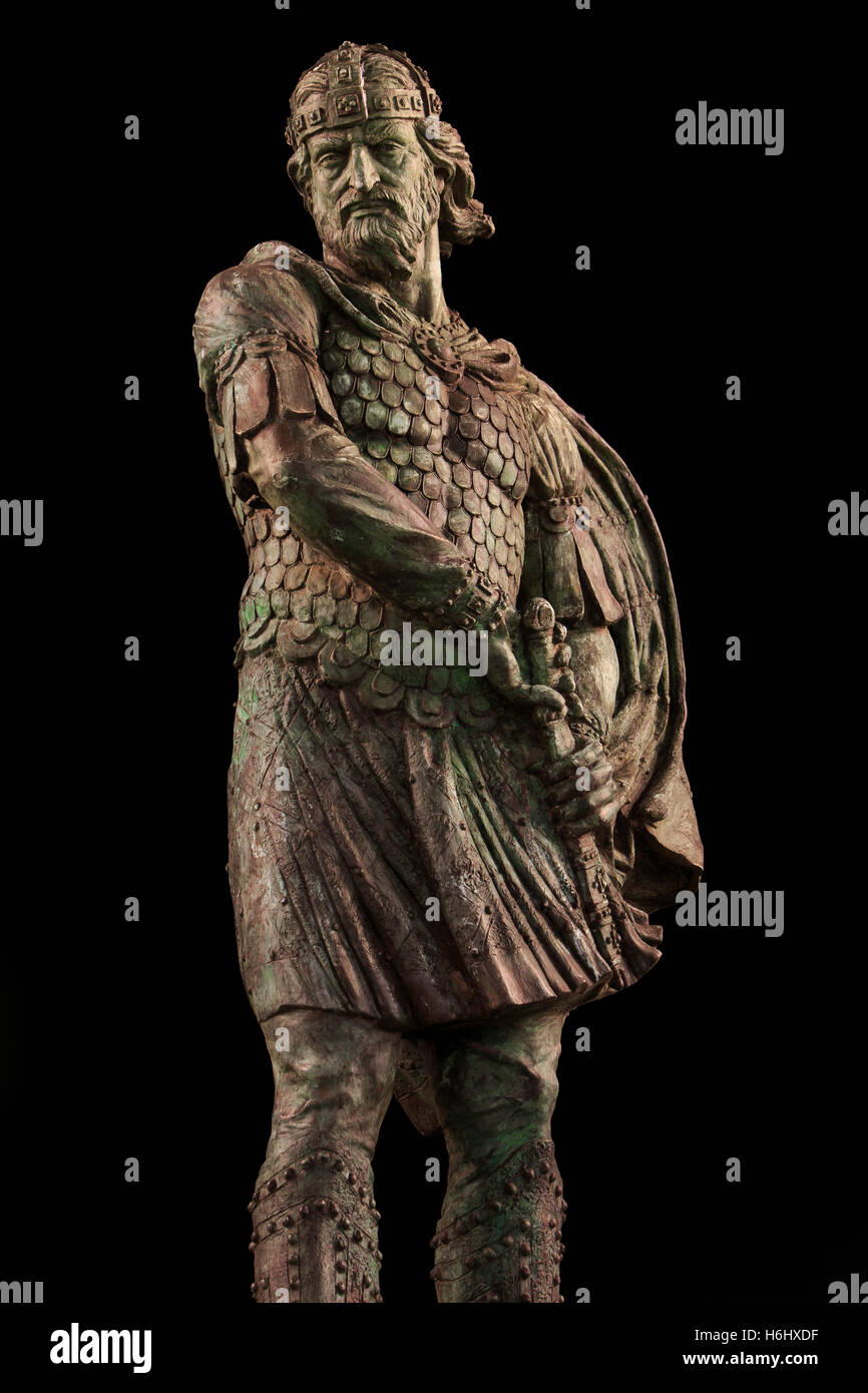 Estatua del Emperador (ZAR) Ivan Vladislav de Bulgaria (reinado de 1015-1018) en Skopje, Macedonia Foto de stock