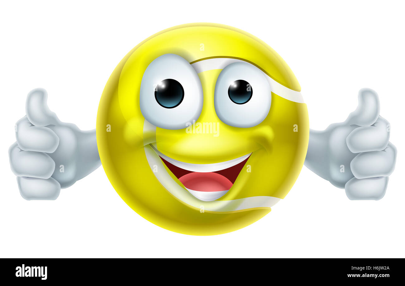 Una pelota de tenis amarilla de dibujos animados feliz el hombre mascota personaje haciendo un doble Thumbs up Fotografía de stock - Alamy Una pelota de tenis amarilla de dibujos animados feliz el hombre mascota personaje haciendo un doble Thumbs up Fotografía de stock - Alamy