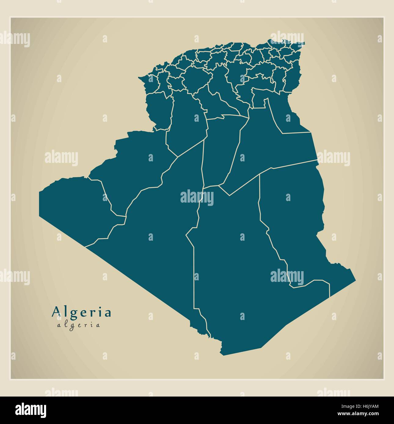 Mapa moderno - Argelia con las provincias DZ Ilustración del Vector