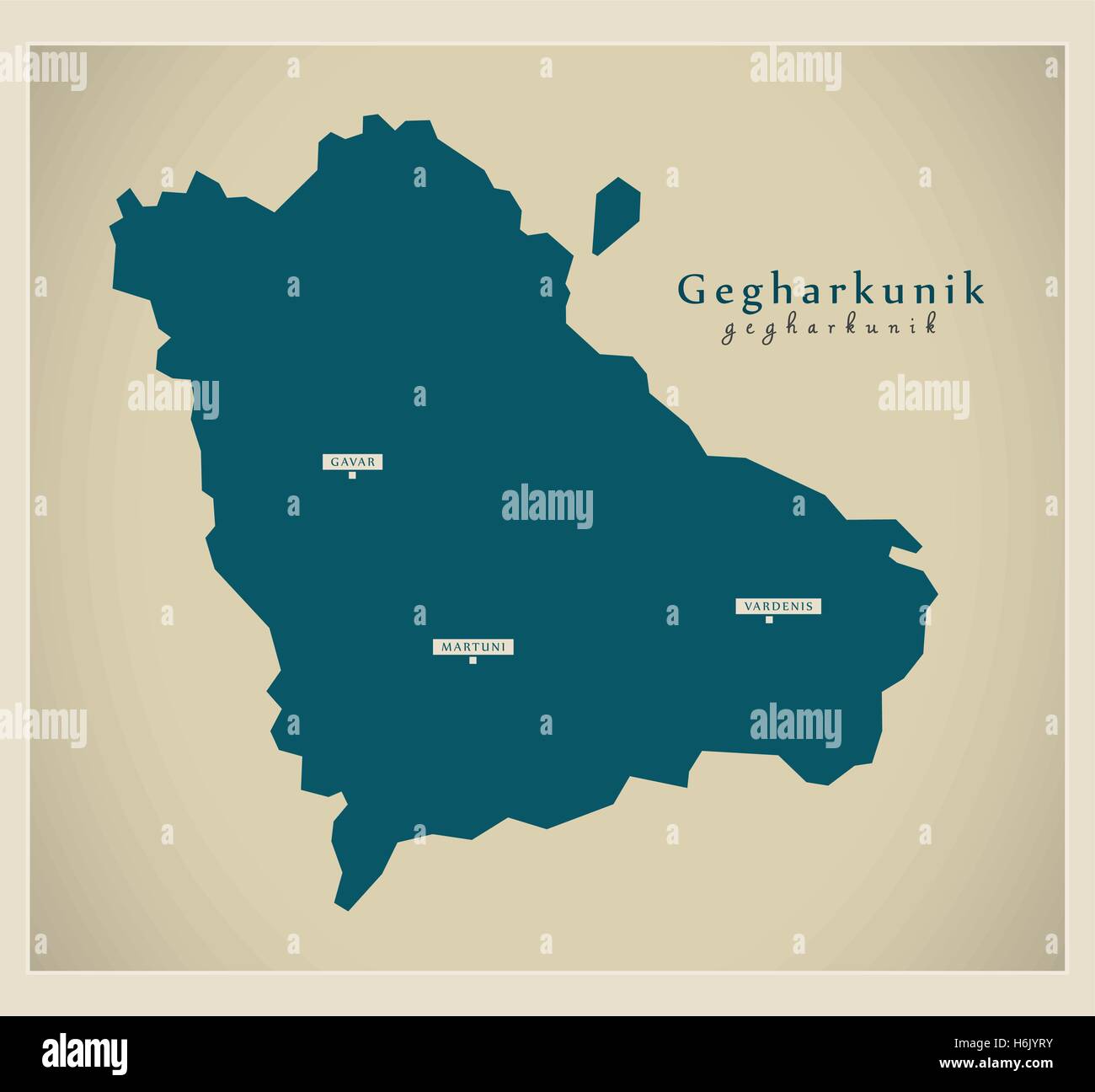 Mapa moderno - Gegharkunik AM Ilustración del Vector