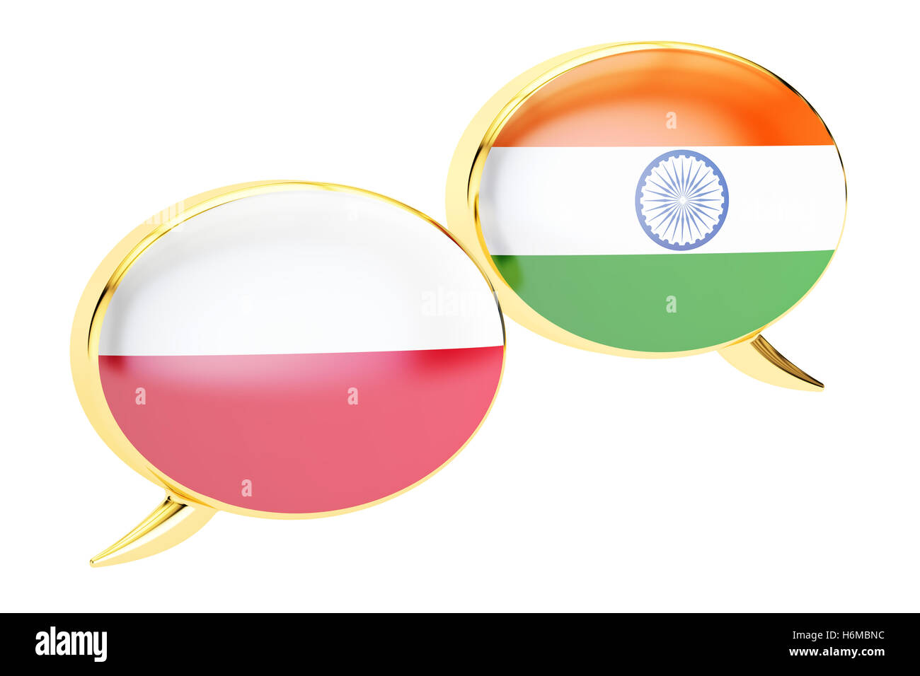 Speech Bubbles IndianPolish, concepto de traducción. 3D rendering