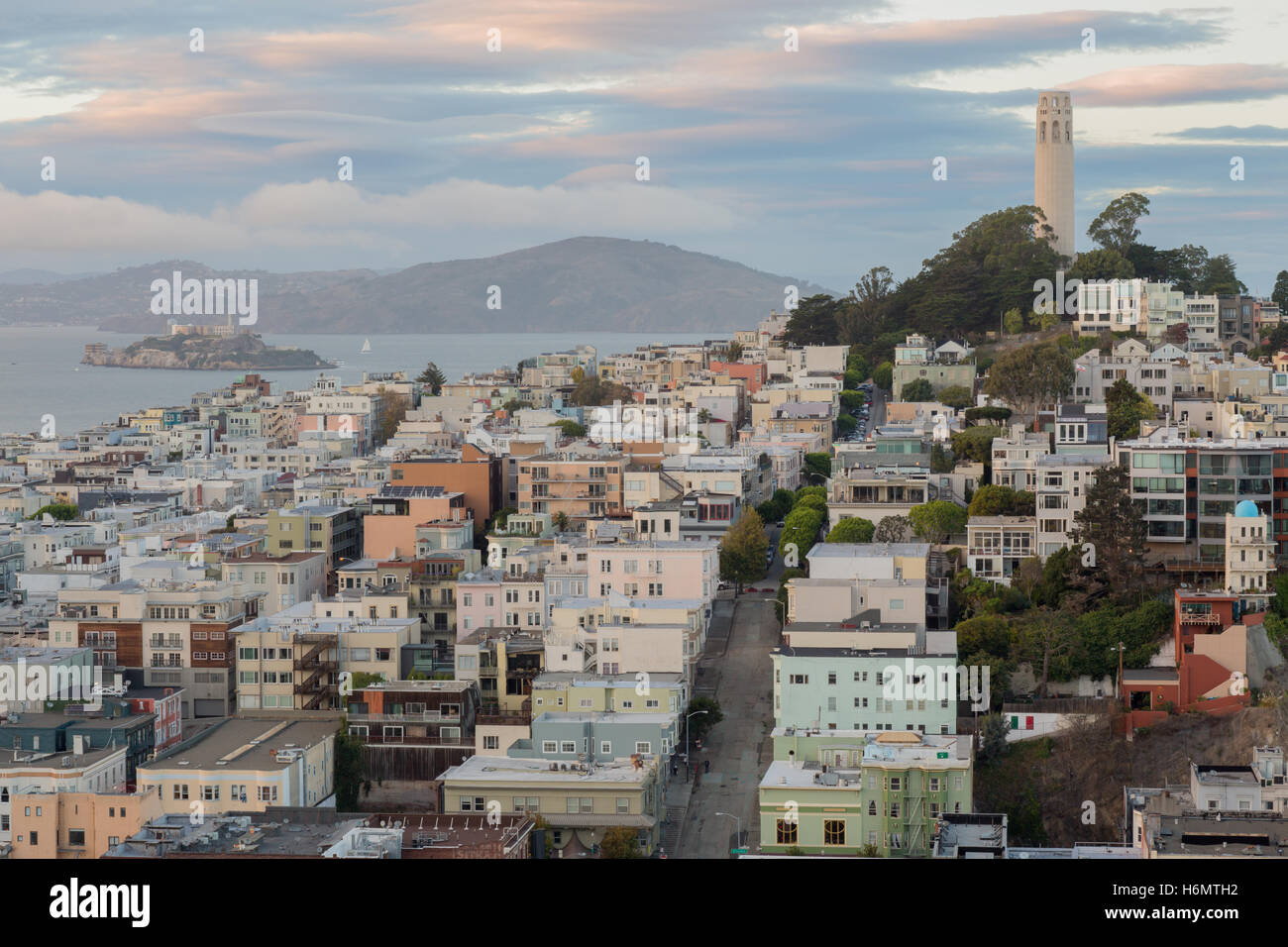 Telegraph Hill y North Beach Barrios Foto de stock