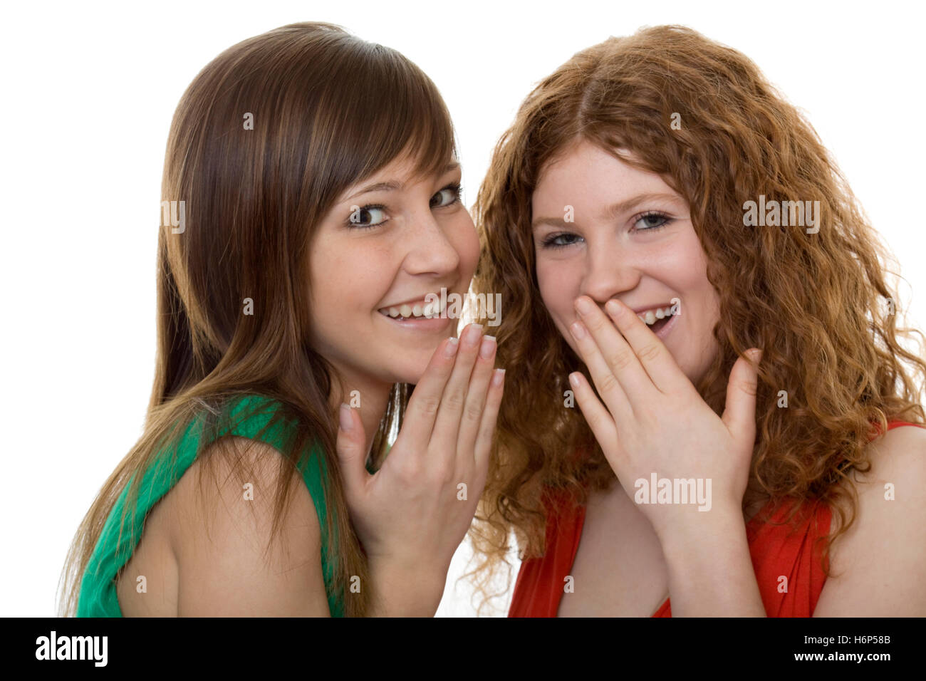 Dos mujeres con gestos asombro Foto de stock