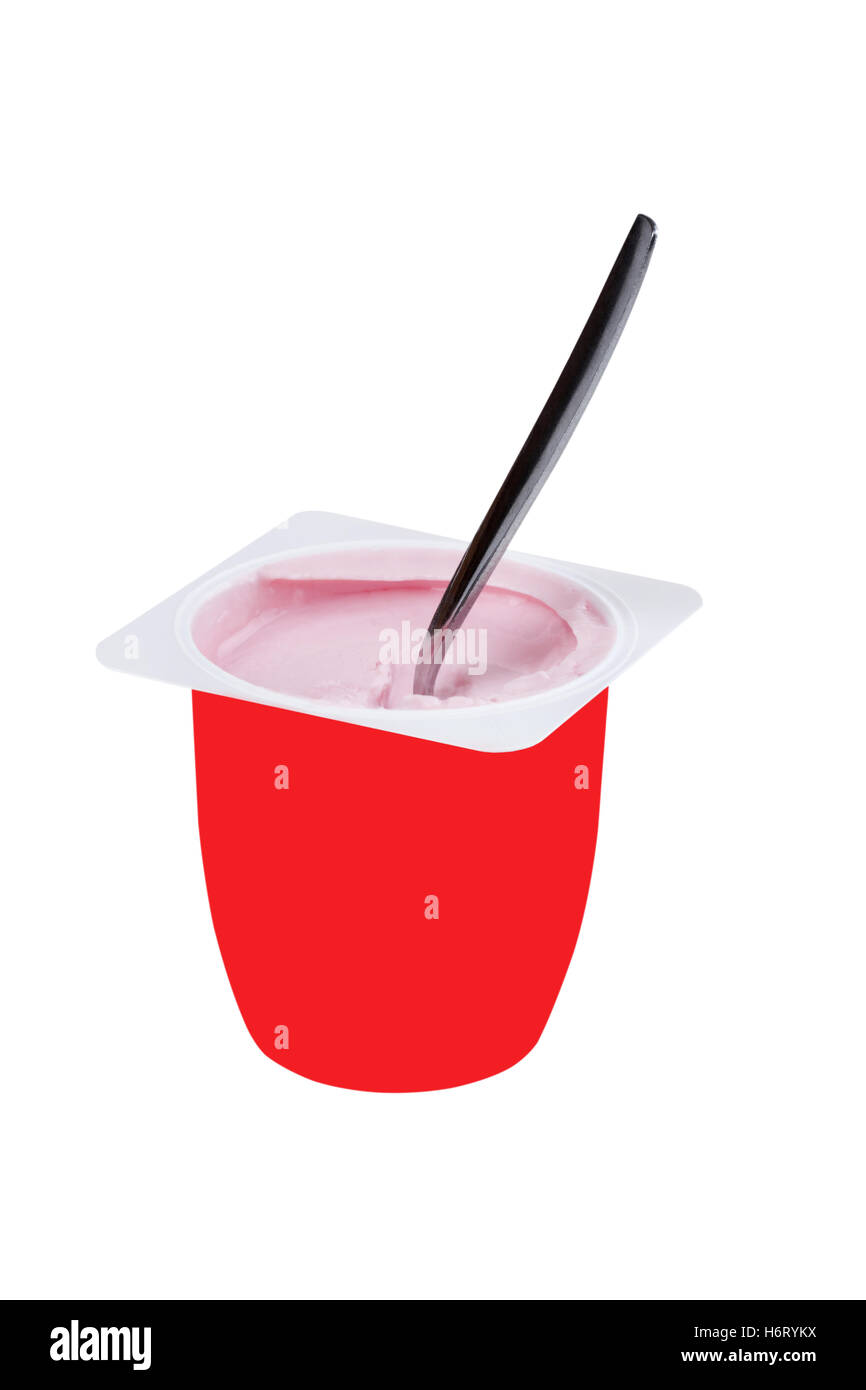 Cuchara de yogur con trazado de recorte Foto de stock