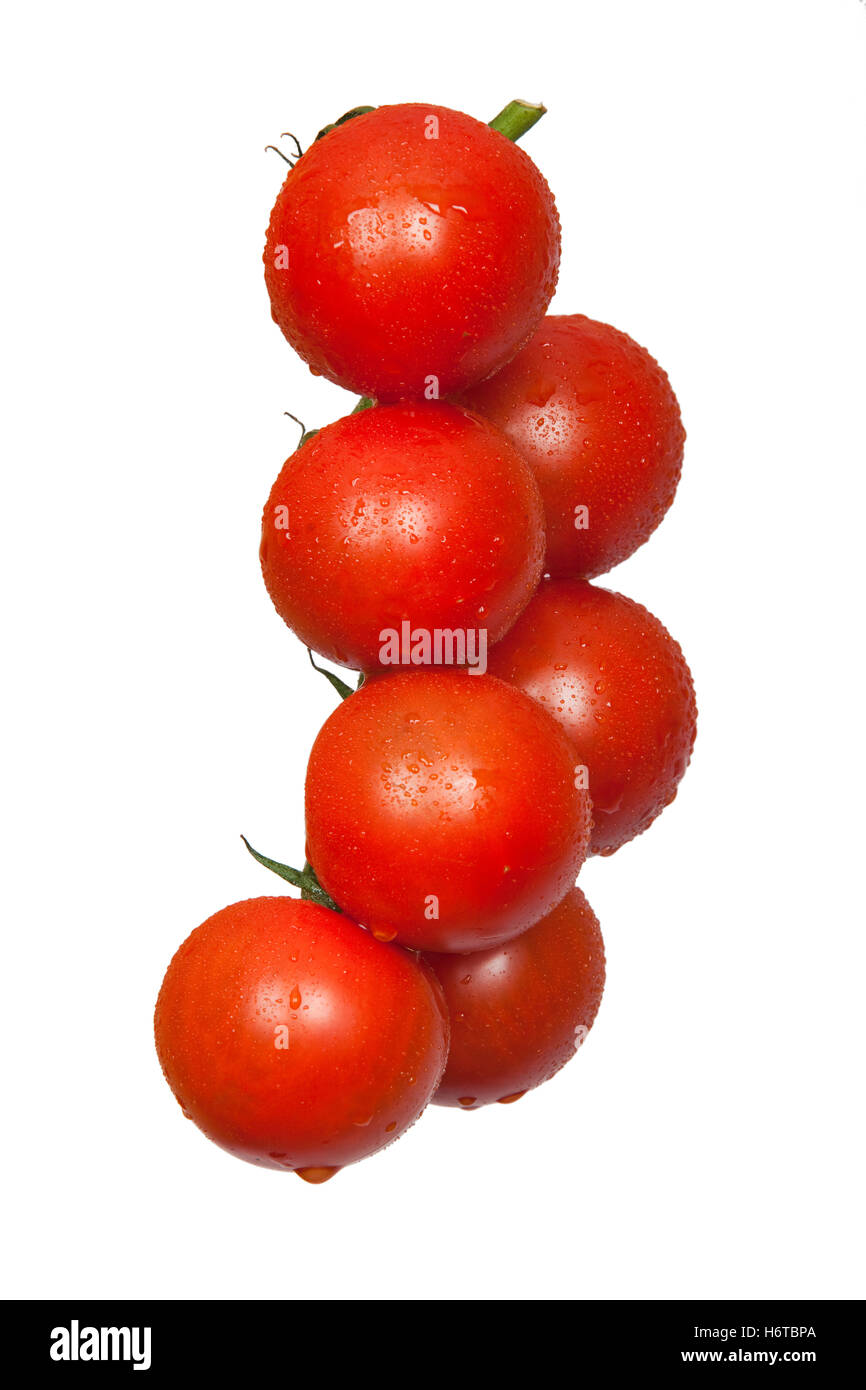 Tomatenrispe frontal blanco aislado Foto de stock