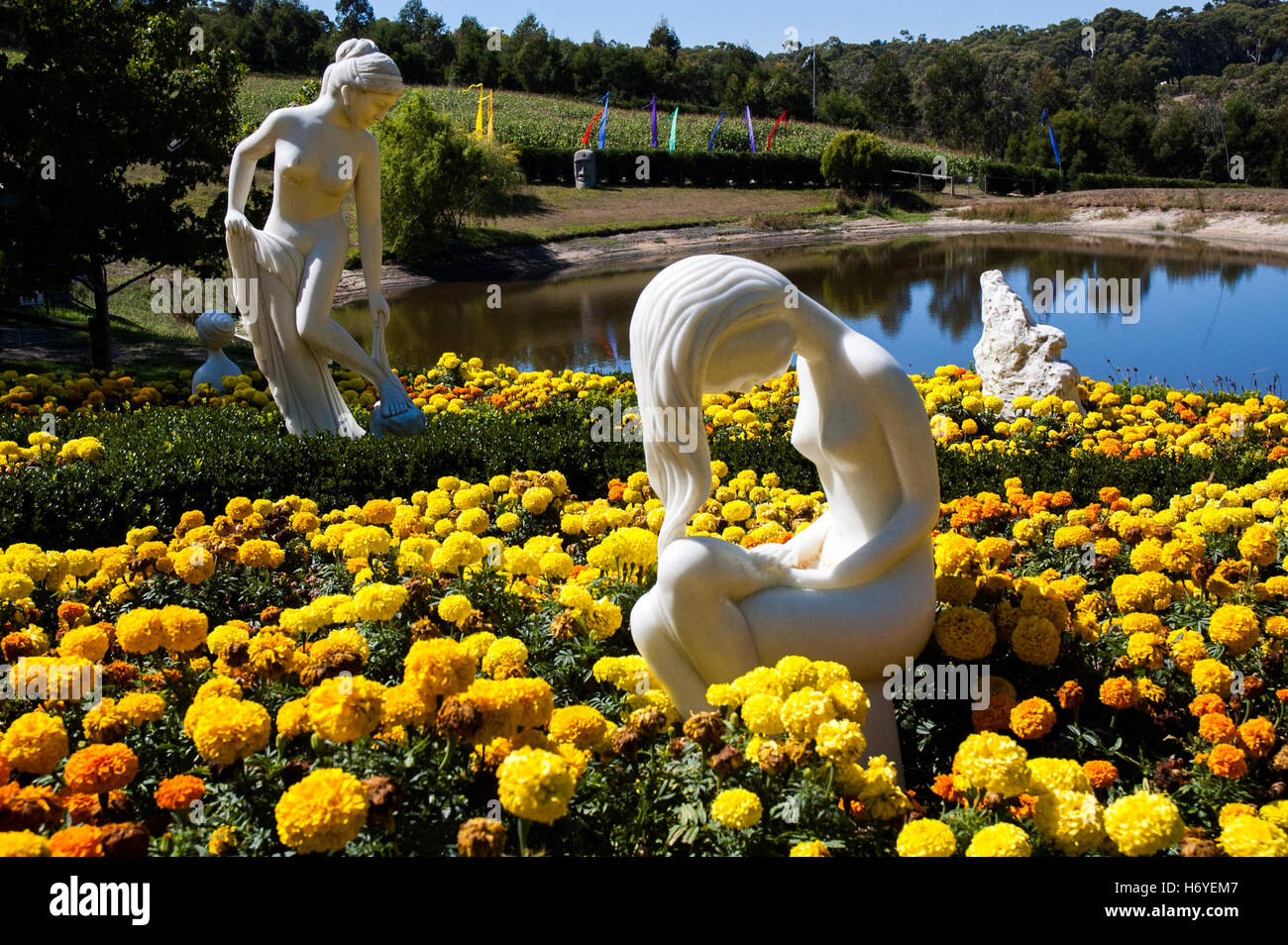 Estatuas de mármol blanco de mujeres desnudas en laberinto encantado  jardín. Arthurs Seat. Península de Mornington. Victoria en Australia  Fotografía de stock - Alamy