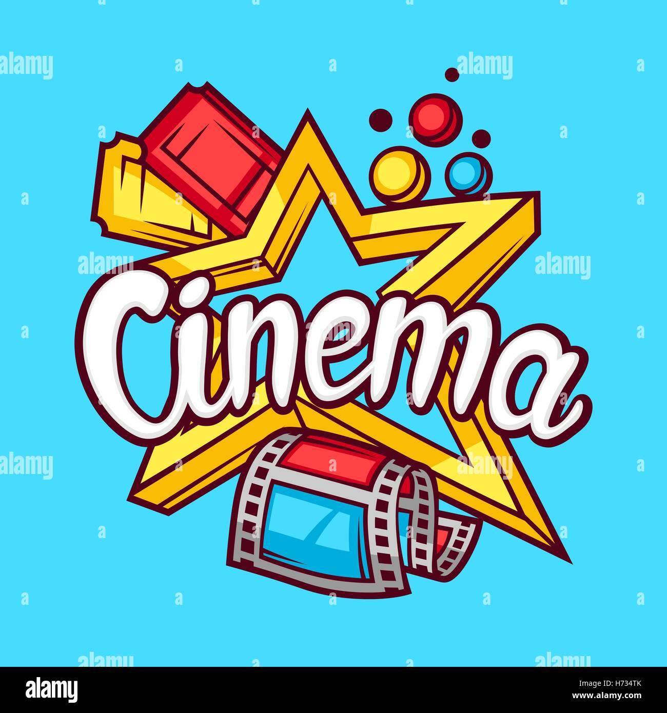 Cine y Publicidad de película fondo en estilo de dibujos animados Imagen  Vector de stock - Alamy