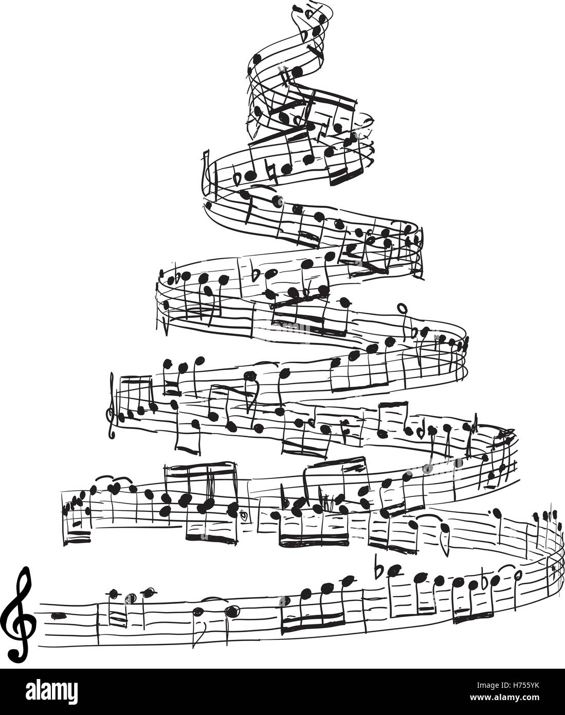 Árbol de navidad de notas musicales Imagen Vector de stock - Alamy