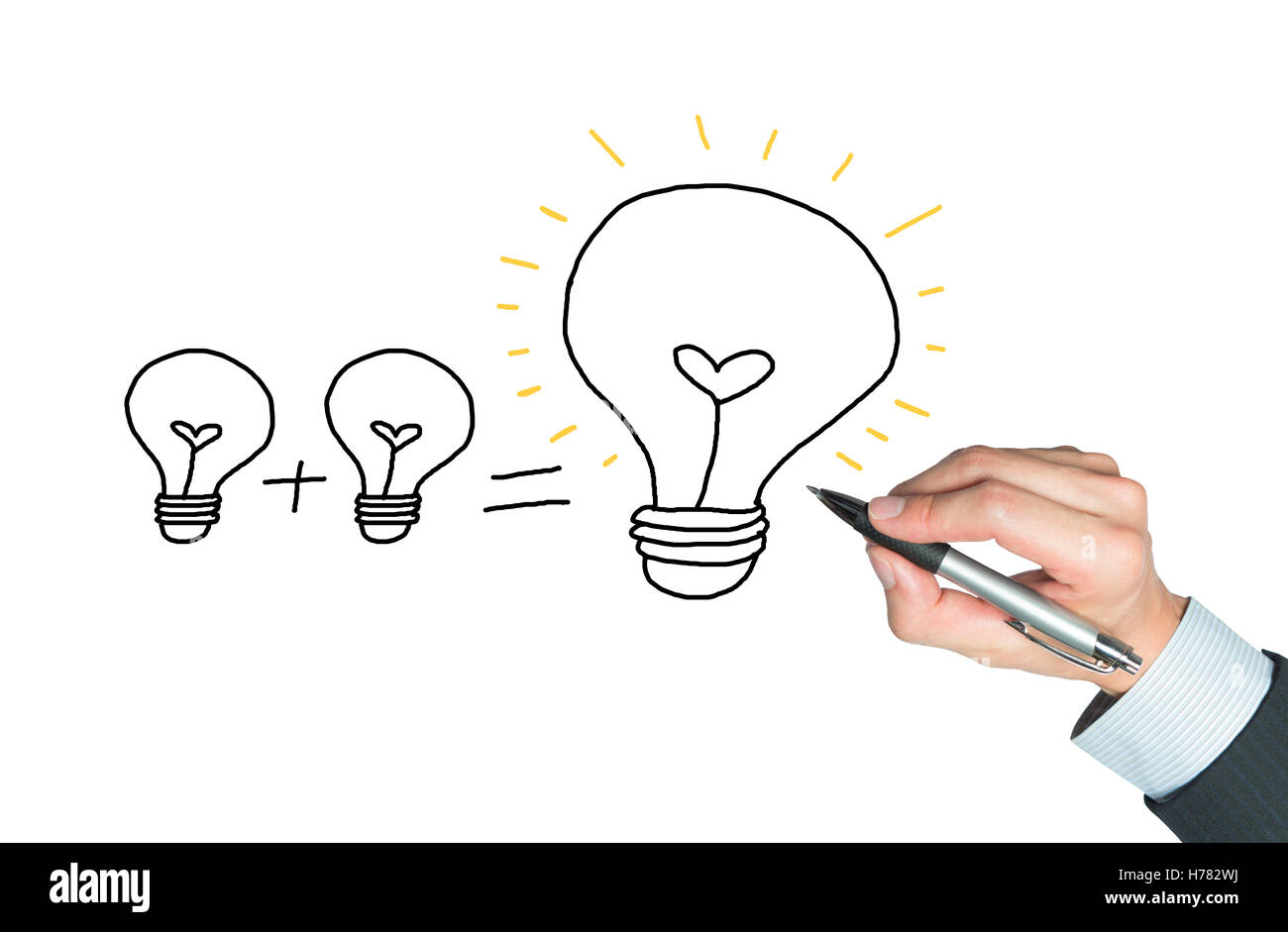 Dos cabezas son mejor que una dibujada a mano, aislado fondo blanco