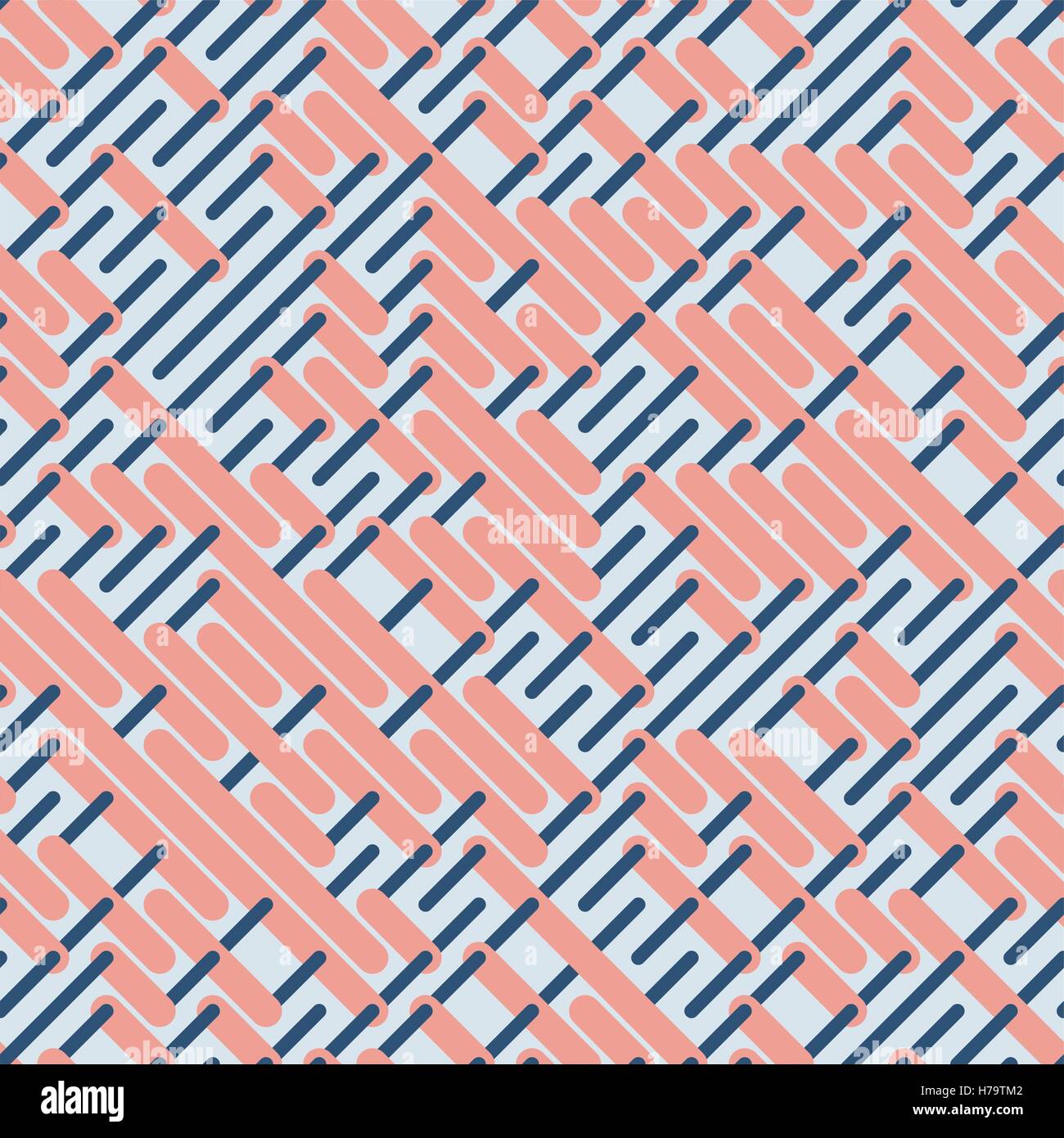 Vector patrón de líneas paralelas redondeado sin costuras en rosa y azul Ilustración del Vector