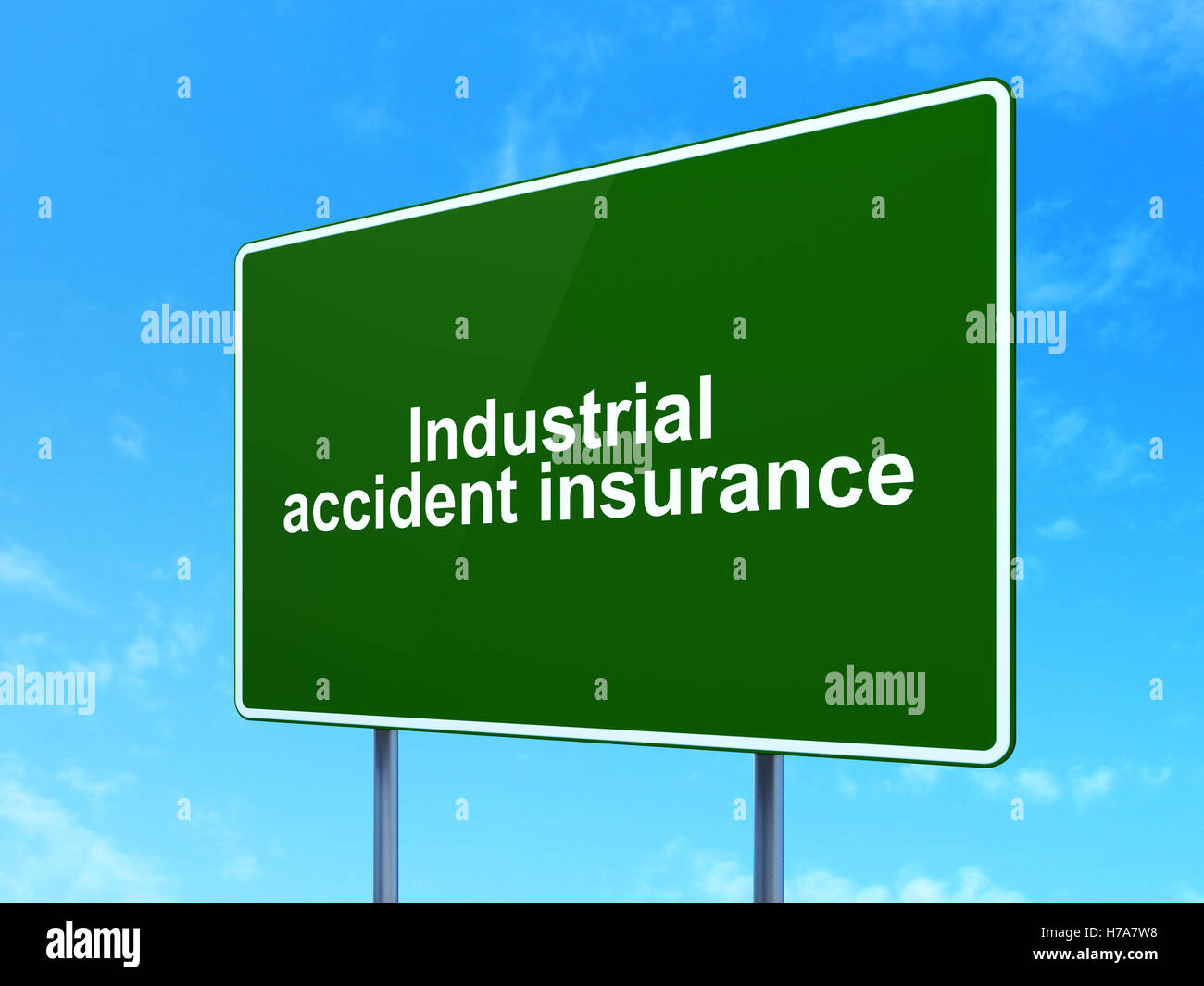 Concepto de Seguros: Seguro de accidentes industriales en cartel antecedentes Foto de stock