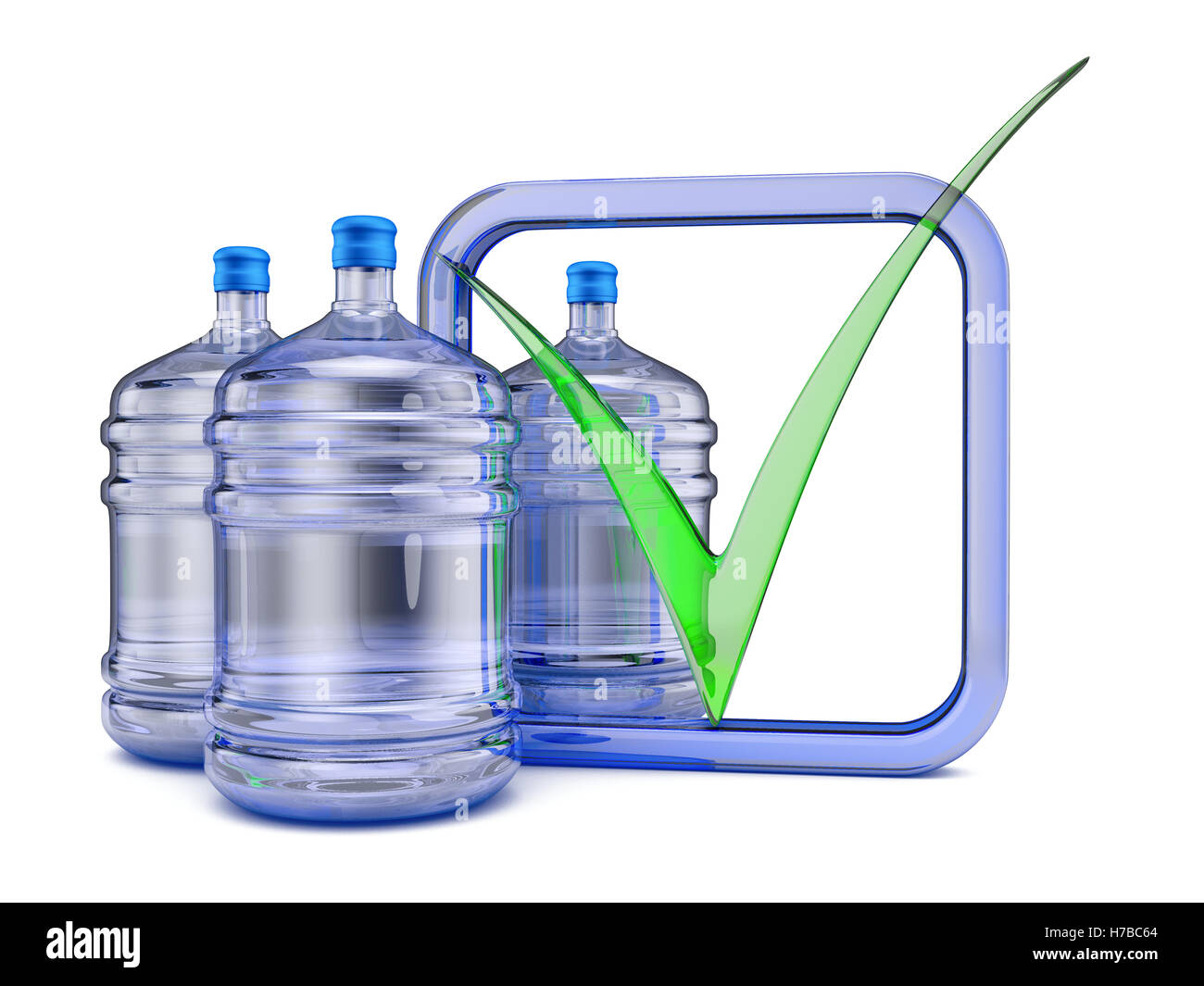 Tres botellas de agua purificada para beber. 3D Render Fotografía de stock  - Alamy