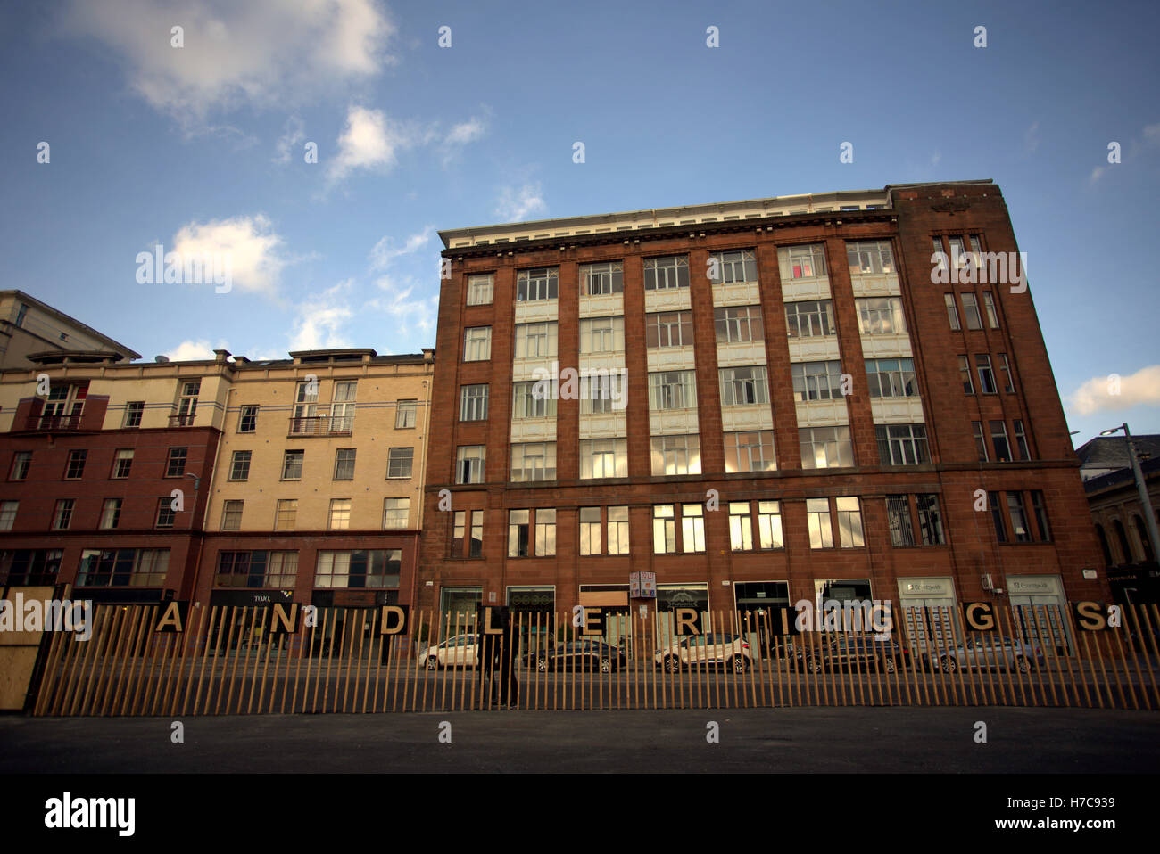 Área Candlerggs merchant city escenas callejeras con edificios que muestran signos de renovación Foto de stock