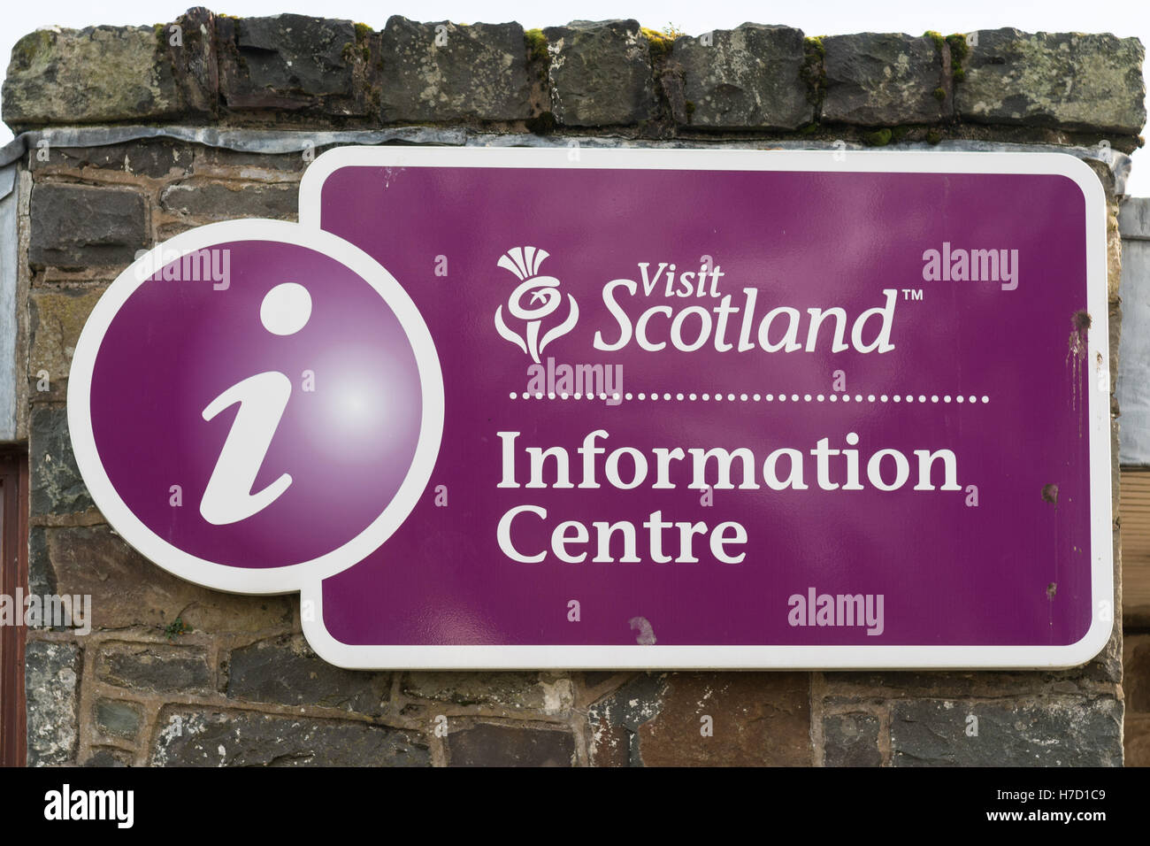 Icenter - Visita a Escocia, signo del Centro de Información Foto de stock