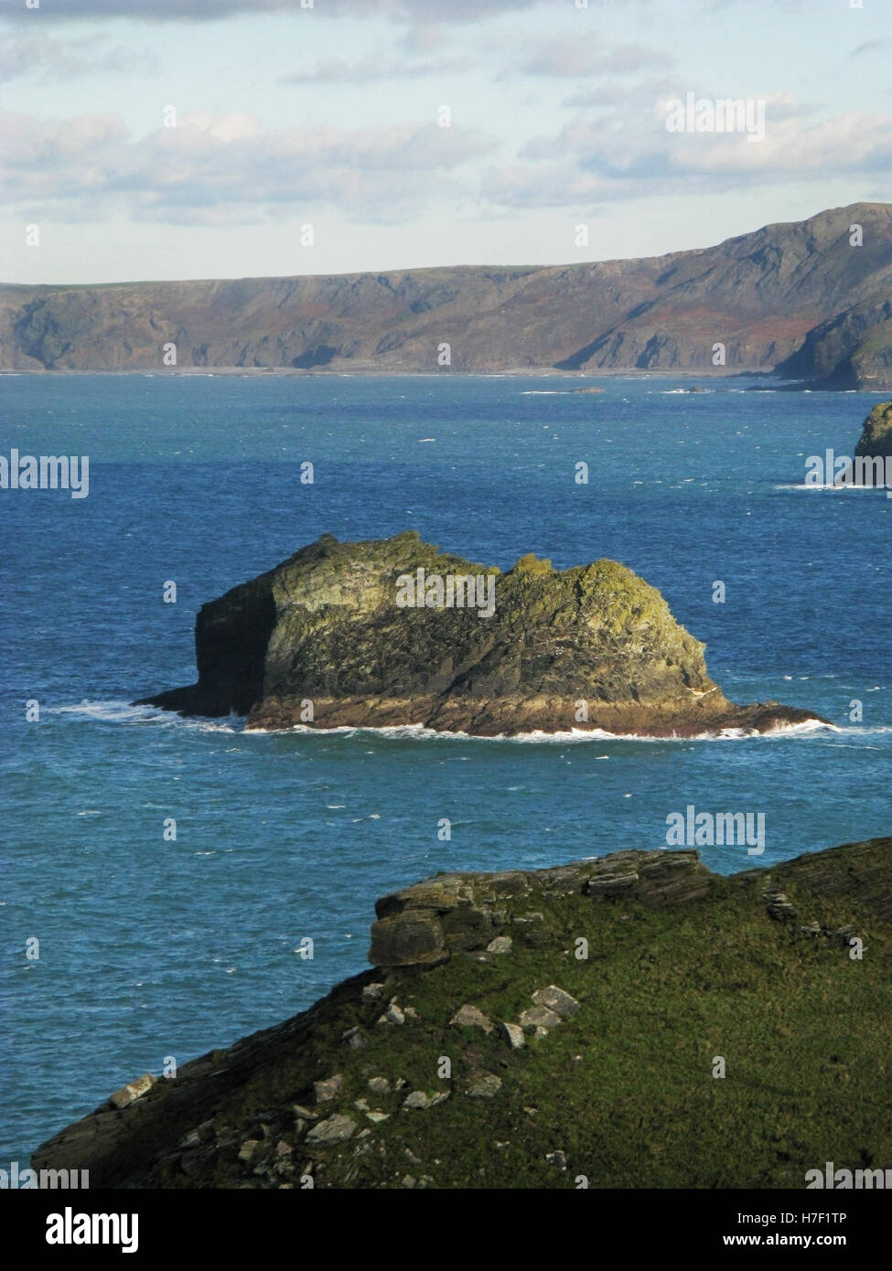 Cornwall seascape con Mar Céltico en Inglaterra, Reino Unido Foto de stock