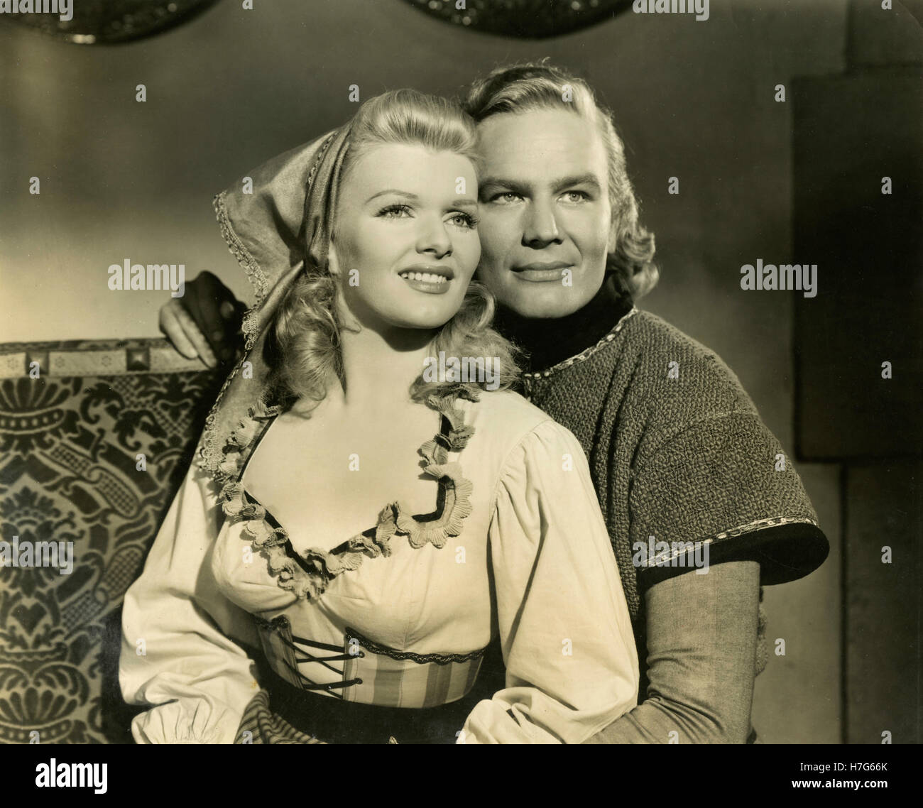 Actores Buddy Baer y Barbara Brown en la película Jack y el Beanstack, USA 1952 Foto de stock