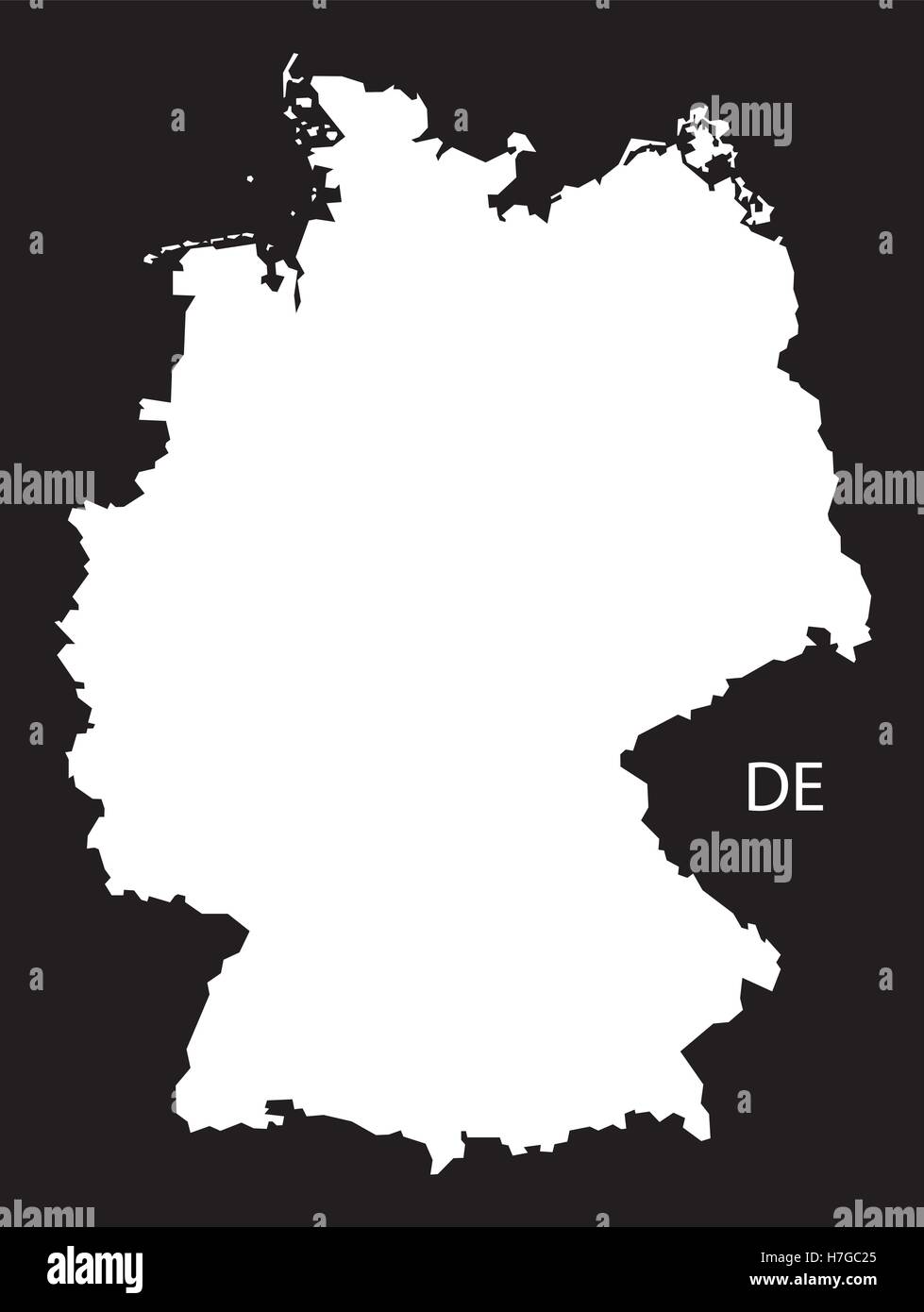 Alemania Mapa blanco y negro Ilustración del Vector