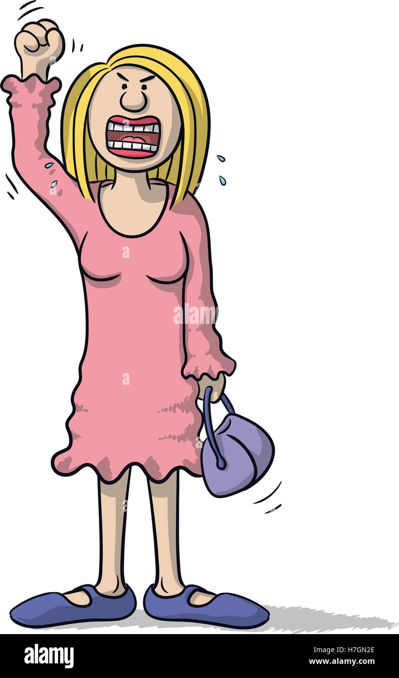 Mujer de dibujos animados muy enojado Imagen Vector de stock - Alamy