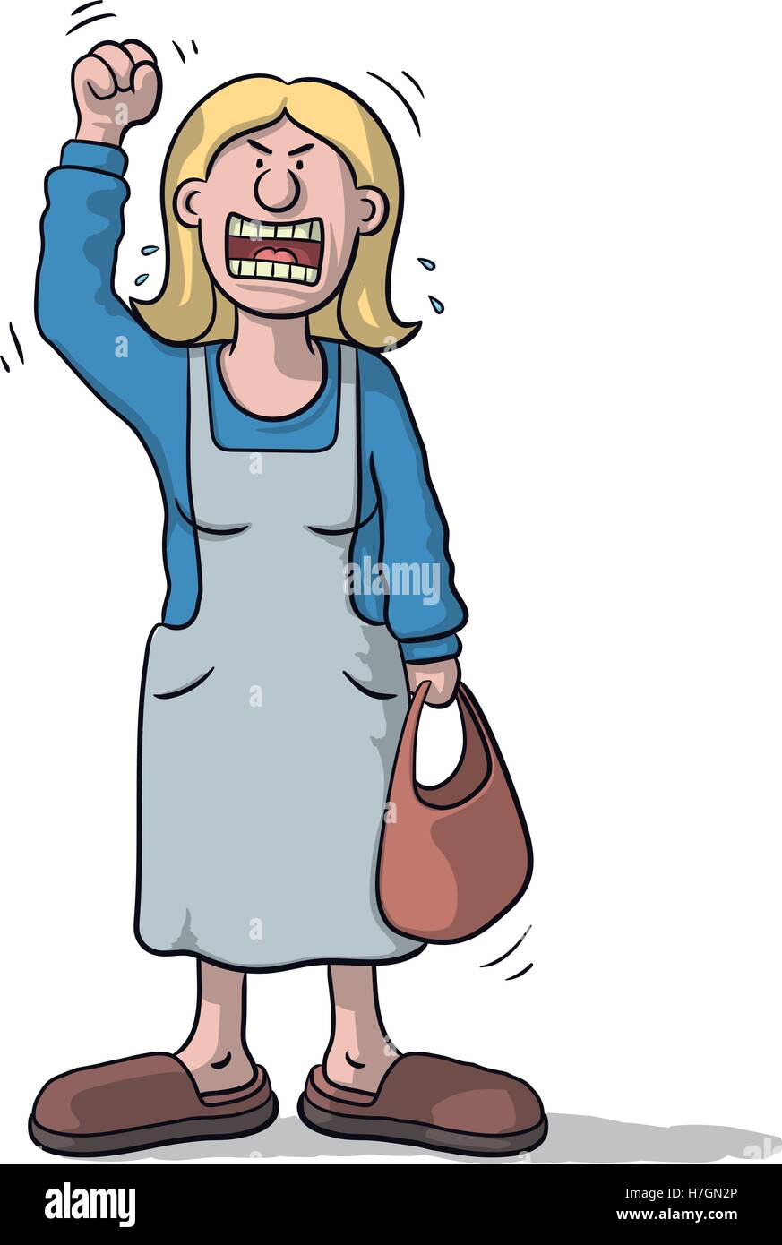 Mujer de dibujos animados muy enojado Imagen Vector de stock - Alamy