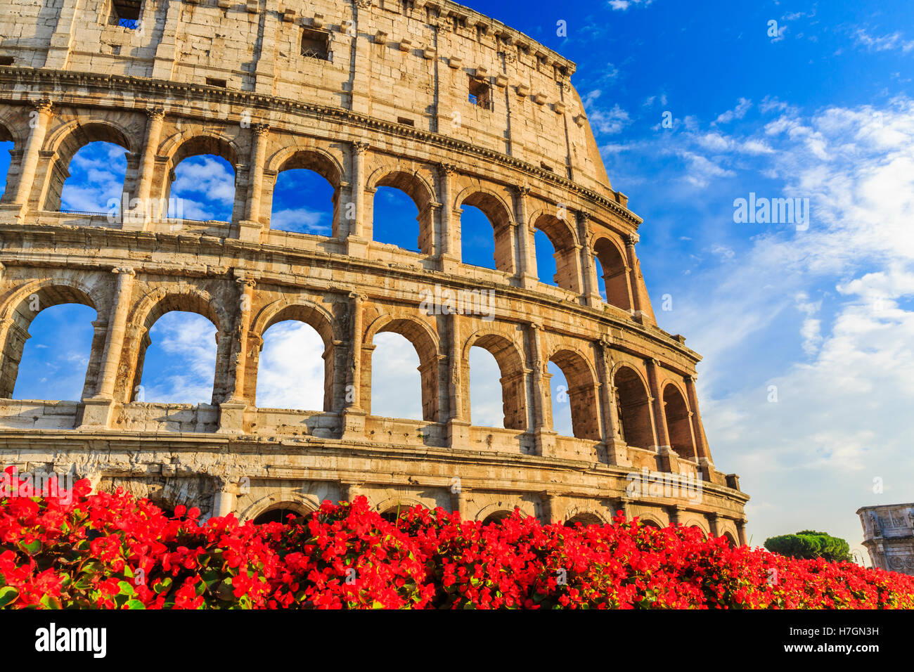 Detalle del Coliseo en Roma, Italia Foto de stock