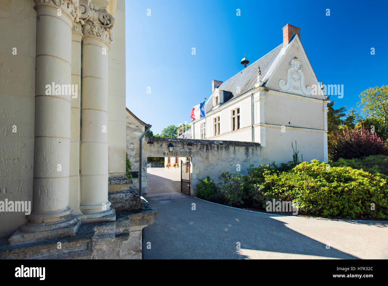 El Ayuntamiento, Mairie en Château de Chambord en el Valle del Loira, Francia Foto de stock