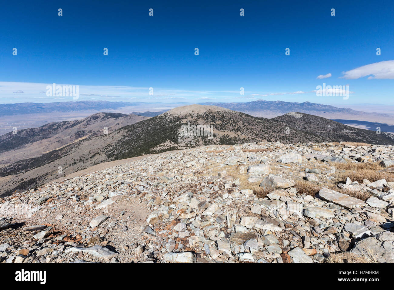 Vista desde el sendero Wheeler Peak en Great Basin National Park en el este de Nevada. Foto de stock