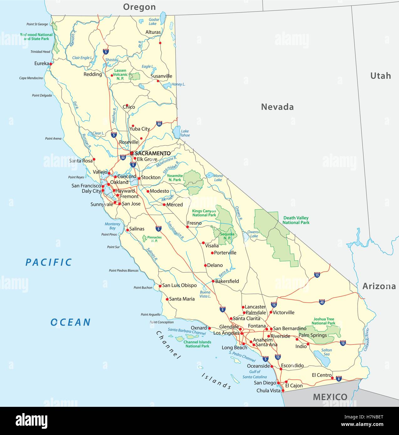 mapa de California Ilustración del Vector
