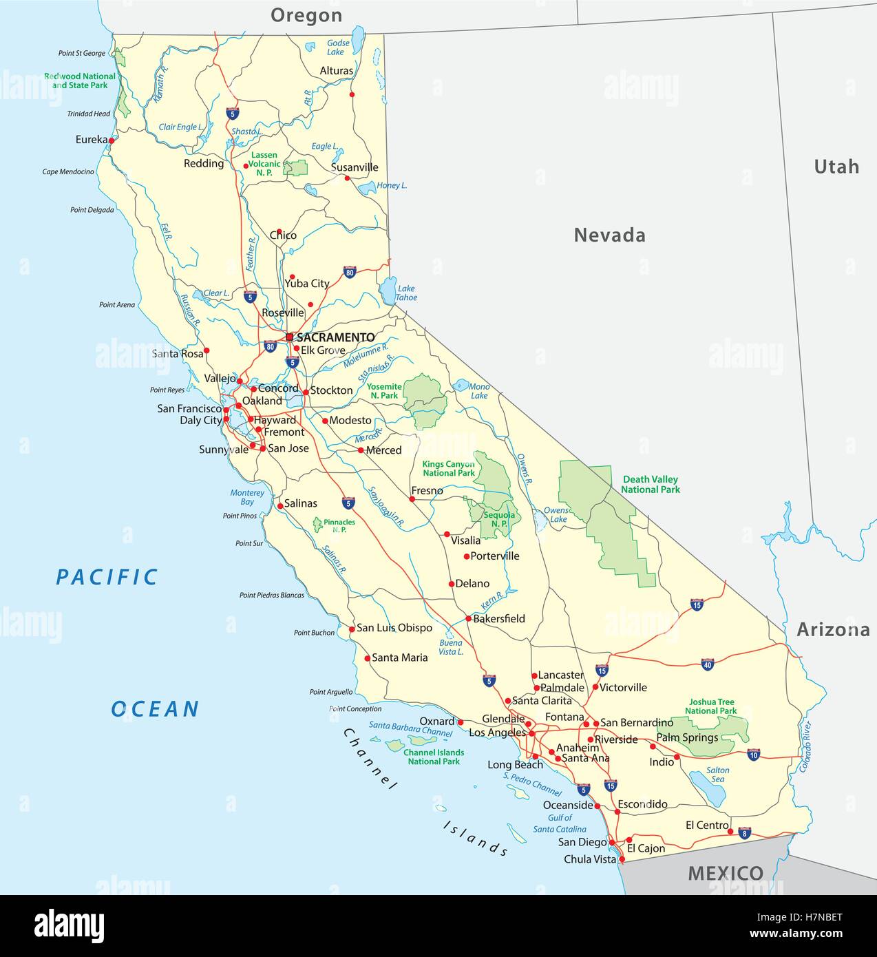 mapa de California Imagen Vector de stock Alamy