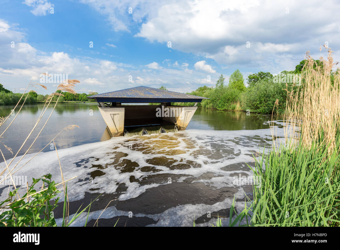 Construcción holandesa para la depuración del agua en la piscina Foto de stock