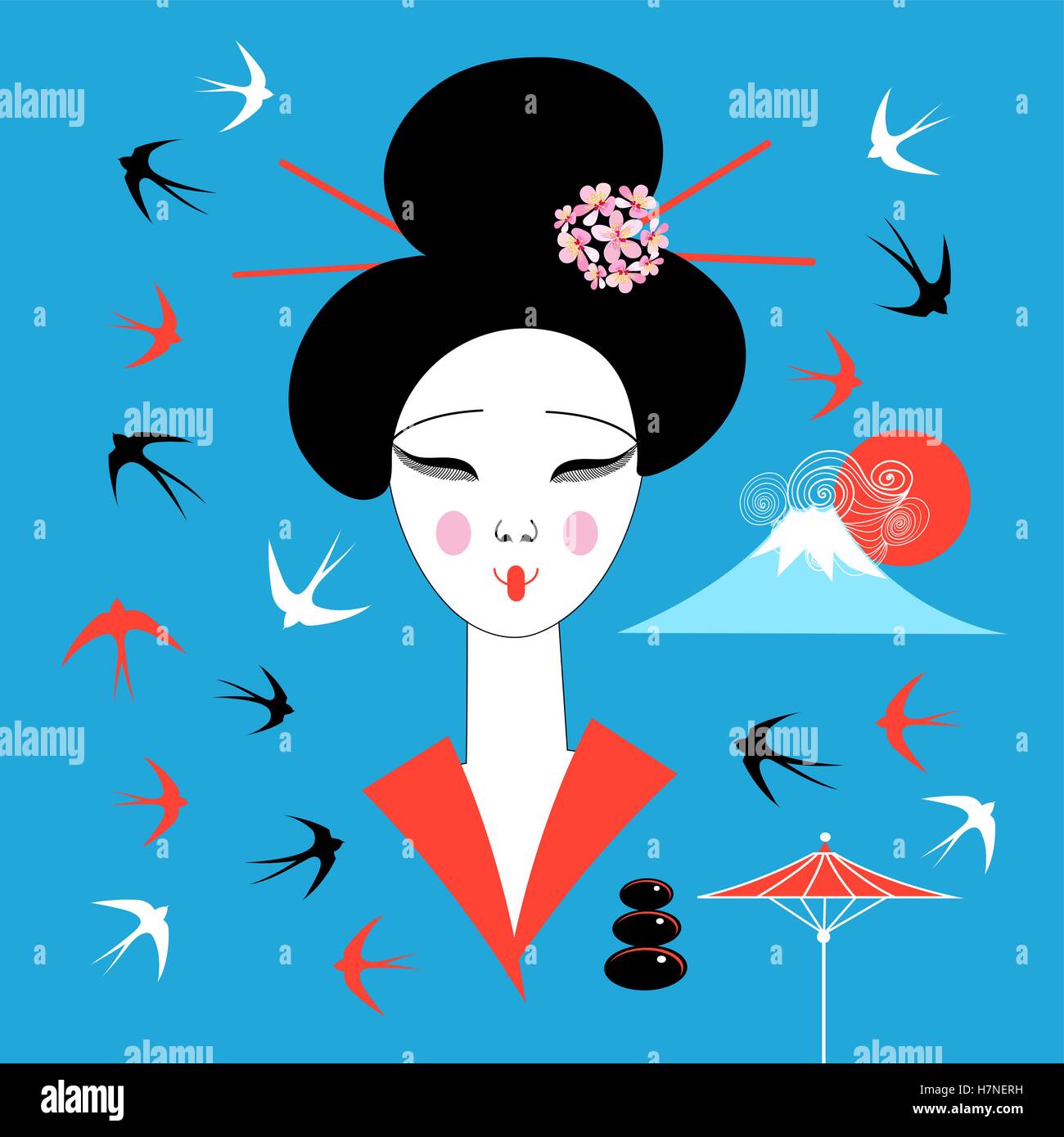 Vector portrait japanese geisha on fotografías e imágenes de alta ...