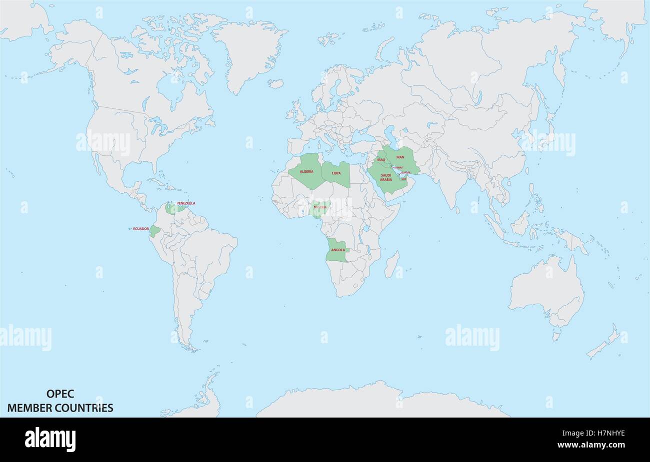 Mapa de país miembro de la OPEP Ilustración del Vector