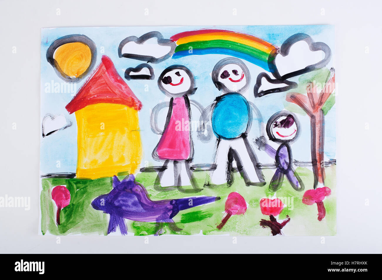 Los niños de dibujo y pintura con collage de papel colorido. Hermoso niño  dibujos de Rainbow. Dibuja animales de fantasía. Kid's art Fotografía de  stock - Alamy