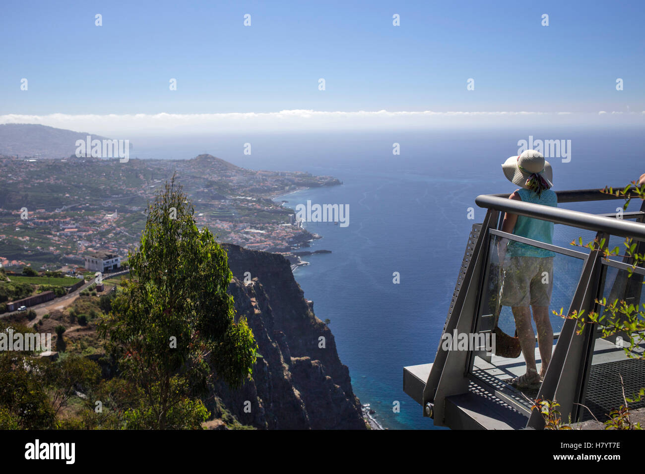 Caba Girao, Camara de Lobos, Madeira, Portugal, la plataforma de observación en el acantilado más alto de Madeira Foto de stock