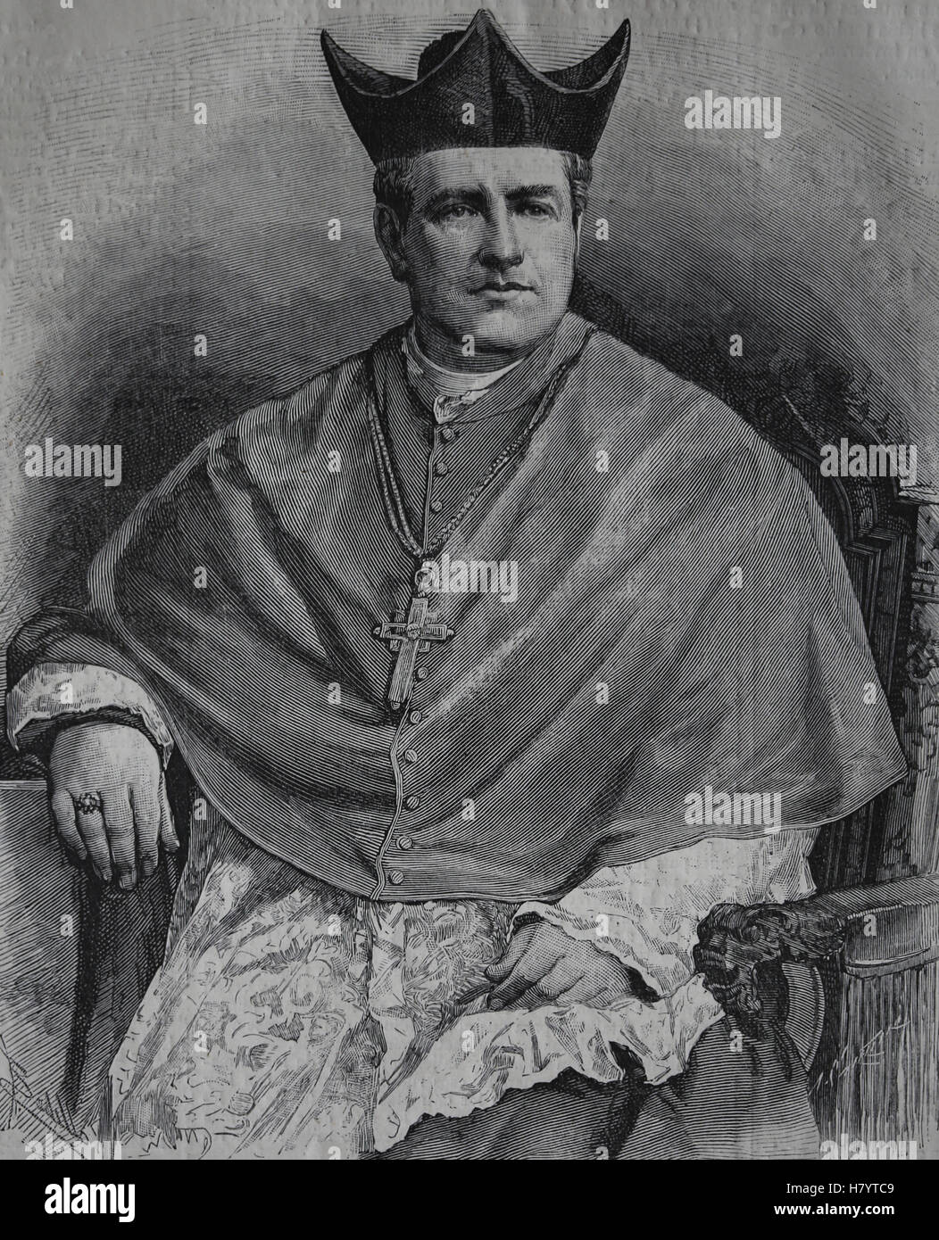 Inocencio María Yeregui (1833-1890). Clérigo uruguayo. Obispo auxiliar de Montevideo. Grabado, 1882 Foto de stock