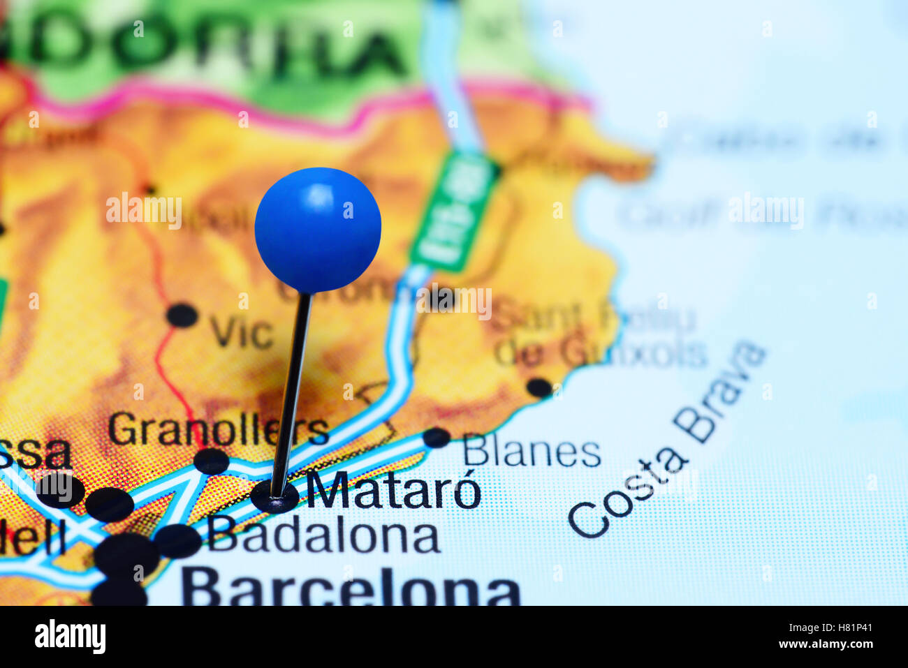 Mataro anclado en un mapa de España Fotografía de stock - Alamy