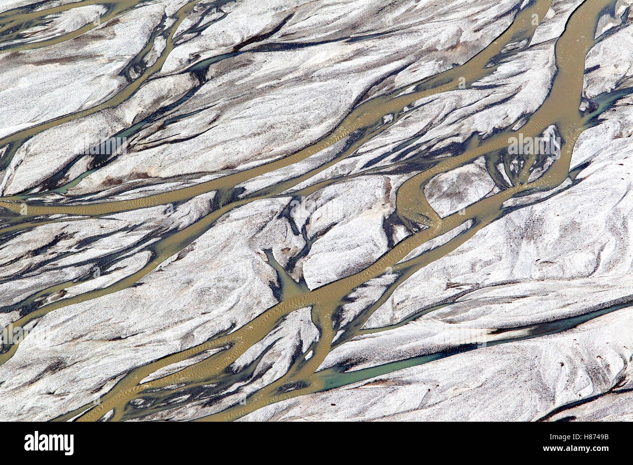 Río trenzadas, Skaftafell, Islandia Foto de stock