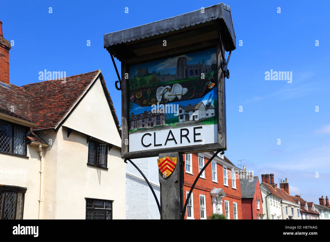 Clare village firmar, el condado de Suffolk, Inglaterra, Reino Unido. Foto de stock