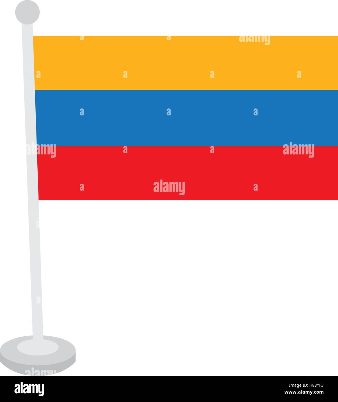 Bandera colombiana aislados sobre un fondo blanco, ilustración