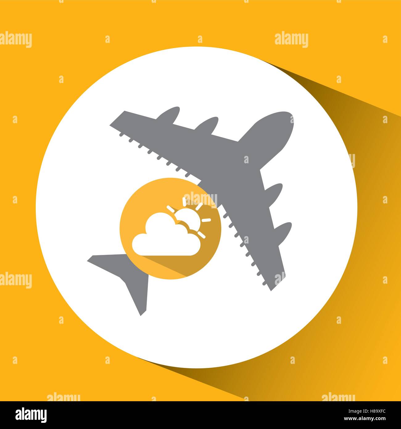 Los viajes en avión. previsión meteorológica icono sun cloud ilustración vectorial EPS 10 Ilustración del Vector