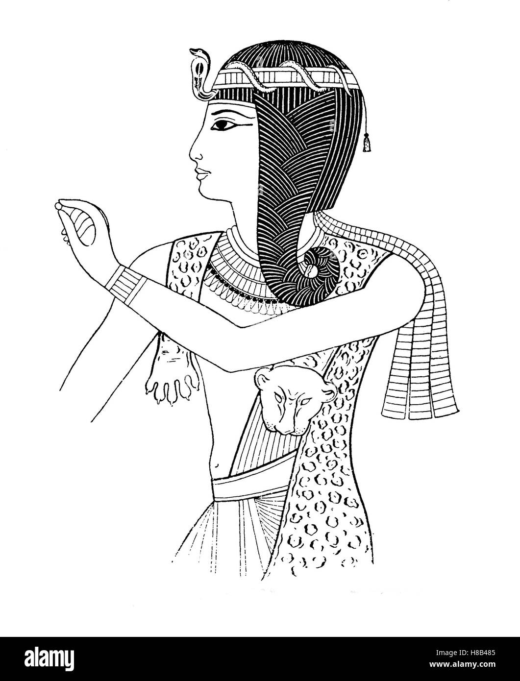 El faraón Ramsés II, XIX Dinastía, Egipto, aquí con Uraeussnake, Historia de la moda, vestuario historia Foto de stock