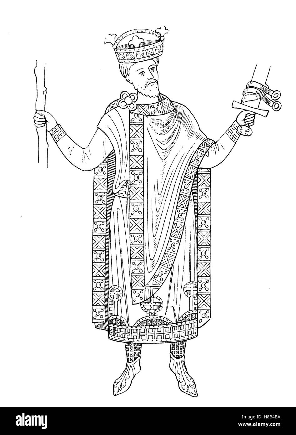 El emperador Enrique II, en 1014, la historia de la moda, vestuario historia Foto de stock