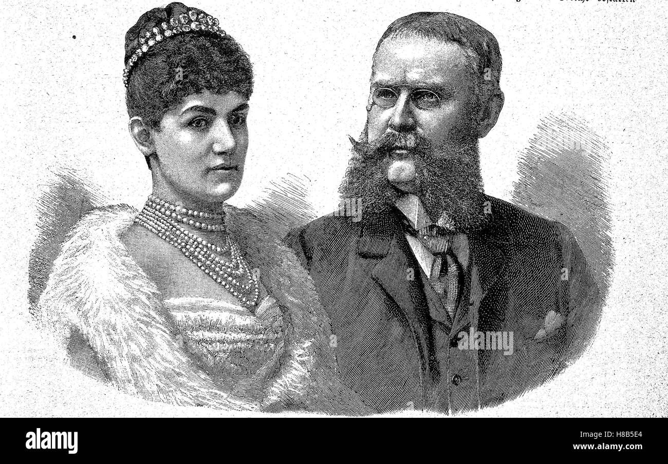 La Princesa Charlotte de Wuerttemberg, 9 de enero de 1807 - 2 de febrero de 1873, fue, como la Gran Duquesa Elena Pavlovna de Rusia y Guillermo II, el alemán Wilhelm II, el 25 de febrero de 1848 en Stuttgart - 2 de octubre de 1921 en Bebenhausen, el último rey de Wuerttemberg, Xilografía de 1892 Foto de stock