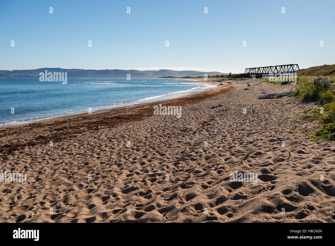 Gaspé Bay como se ve desde la playa en la península Gaspe Barachois