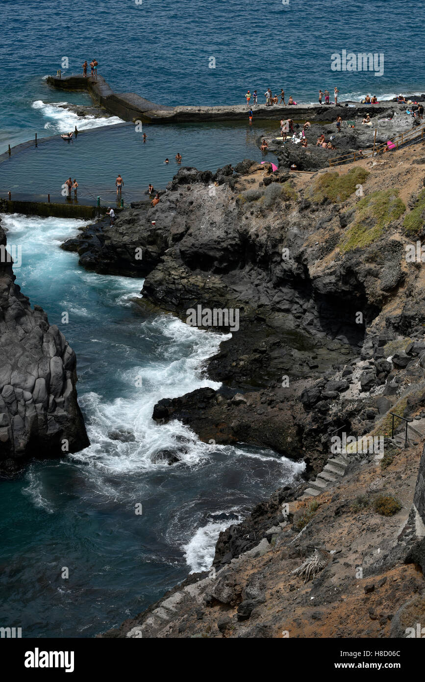 Piscinas naturales, piscinas naturales, Los Gigantes, Tenerife, Islas Canarias, España Foto de stock