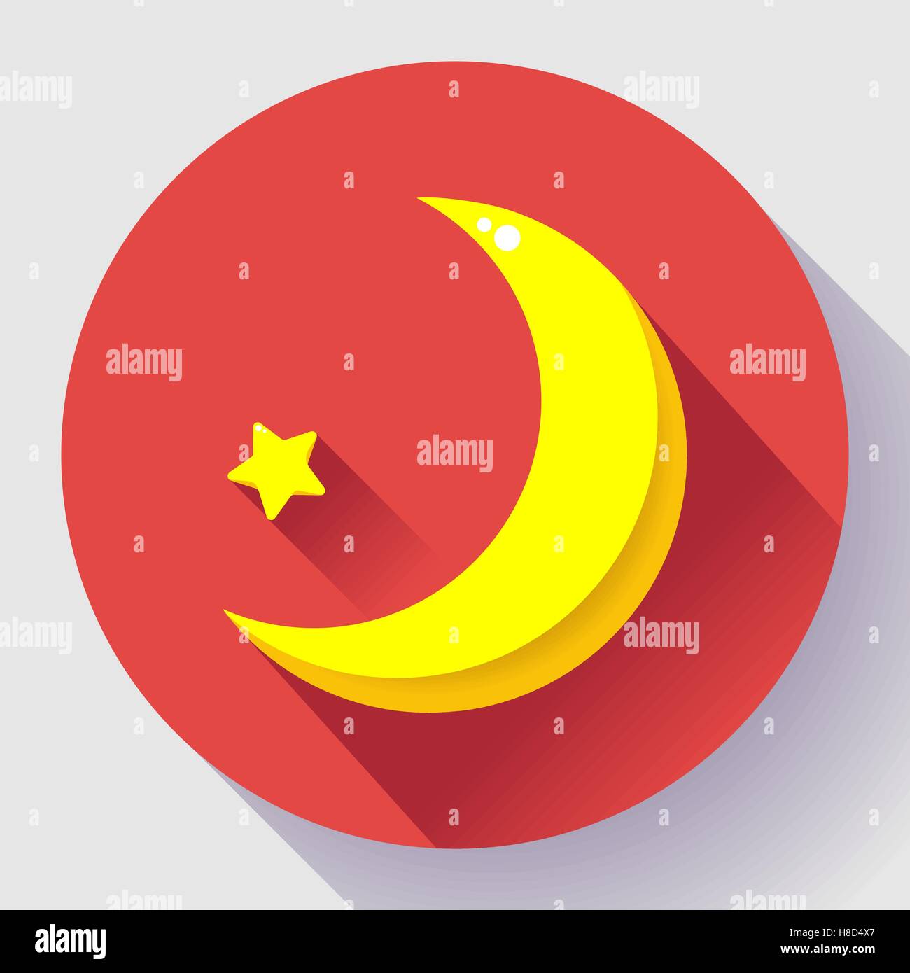 Icono de media luna y la estrella de dibujos animados Imagen Vector de  stock - Alamy