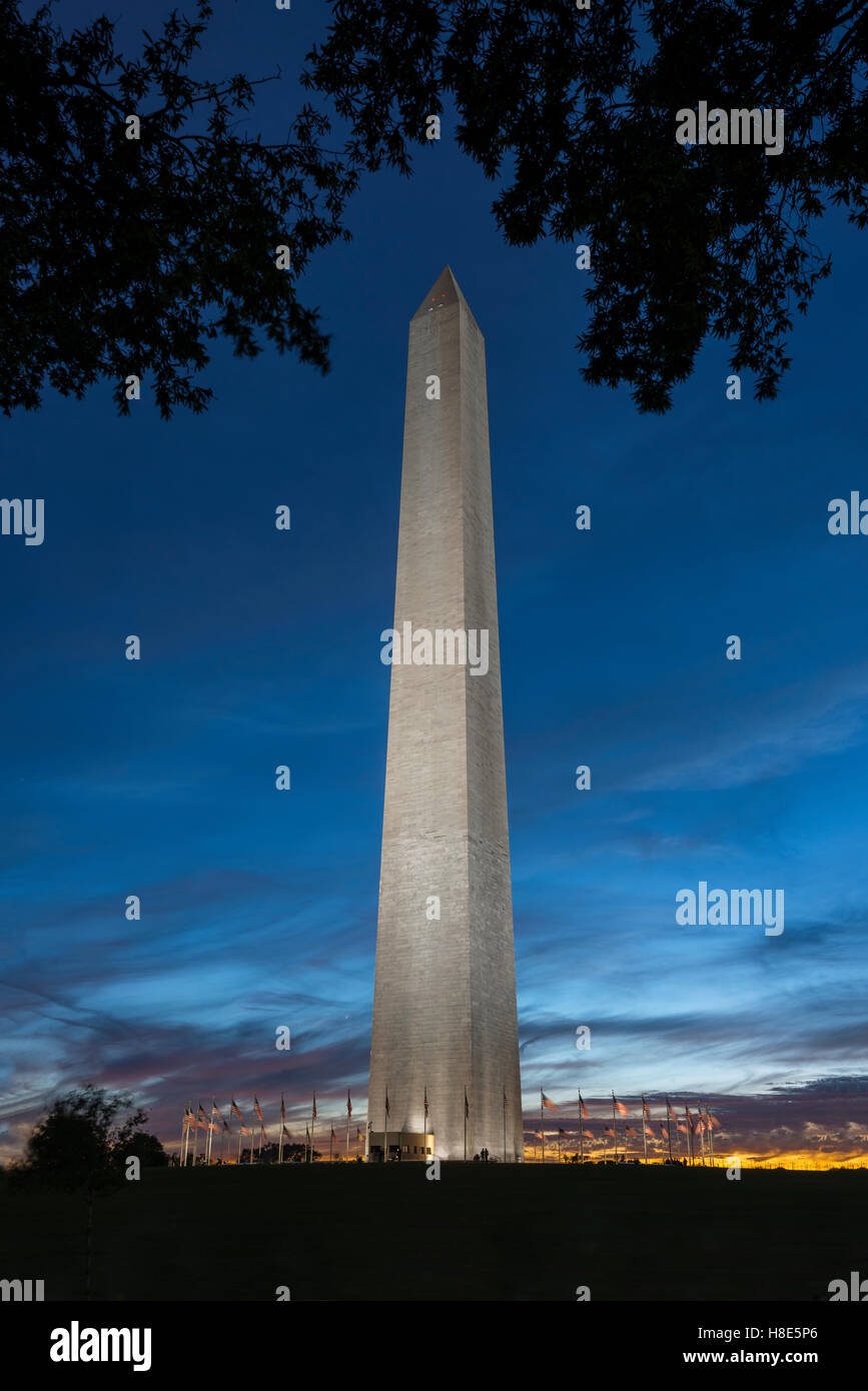 El Monumento a Washington, en Washington DC, EE.UU. Foto de stock