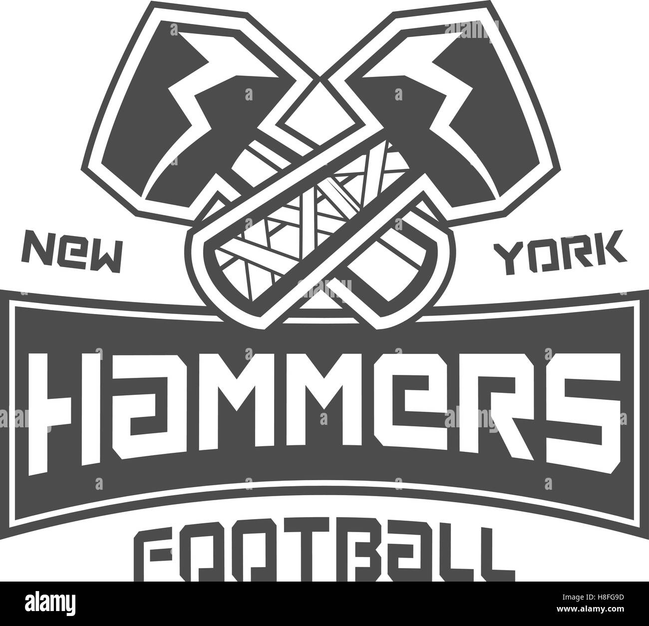 Etiqueta de fútbol americano. Hammer elemento logo innovadores y