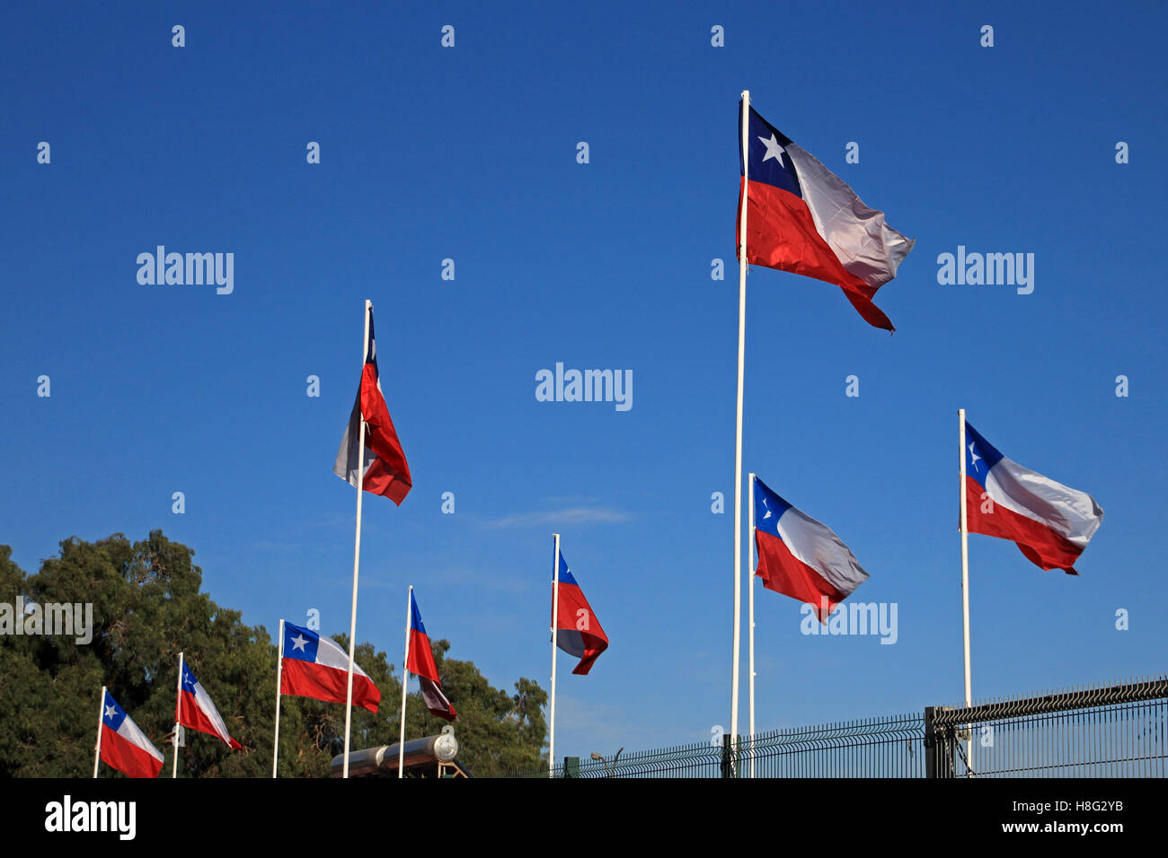 Chile flag chilean banner on fotografías e imágenes de alta resolución