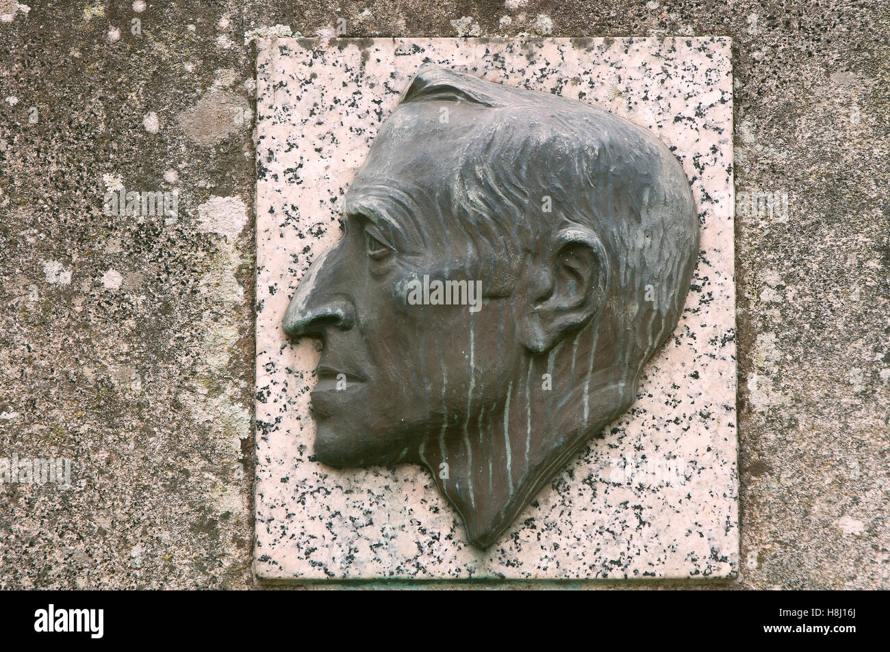 Alivio del escultor gallego Francisco Asorey, Cambados, provincia de Pontevedra, en la región de Galicia, España, Europa Foto de stock